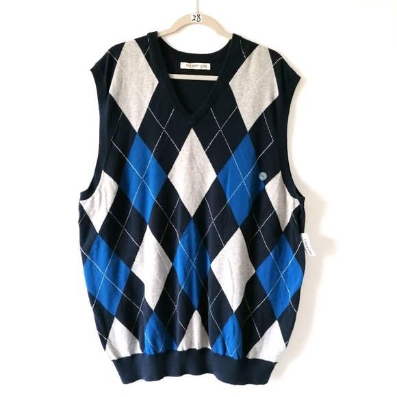 NWT Old Navy Mens Multicolor Sleeveless V Neck Diamond Pullover Sweater Size XXL - Picture 1 of 7